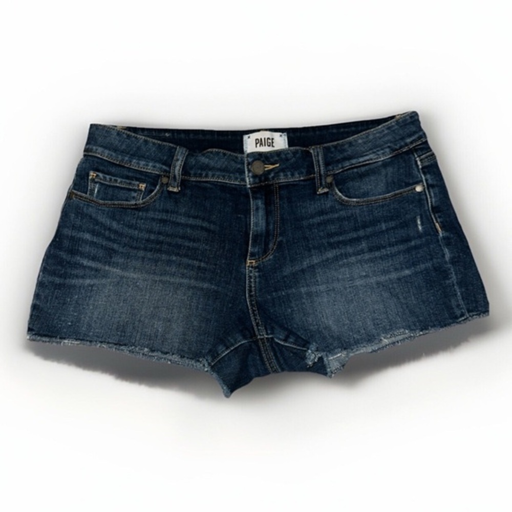 PAIGE Catalina Jean Shorts 3" Low Rise Women's 28 Stretch Blue Denim